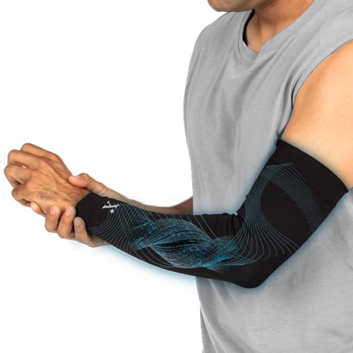 Version 1.0.0 NUFABRX Medicine-Infused Pain Relieving Arm and Elbow Compression Sleeve for Men and Women with Arm/Elbow Pain - Image 1