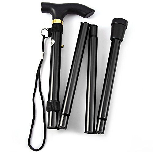 Version 1.0.0 Folding Lightweight Walking Stick - Adjustable Aluminum Metal Collapsible Travel Cane with Non-Slip Rubber Base - Image 1