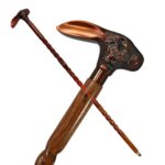 Copper Antique Bunny Head Handle Metal Jackrabbits Foldable Brass Handle Victorian Wooden Walking Stick Cane Ideal Vinta