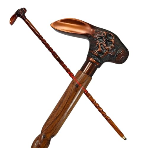 Version 1.0.0 Copper Antique Bunny Head Handle Metal Jackrabbits Foldable Brass Handle Victorian Wooden Walking Stick Cane Ideal Vinta - Image 1