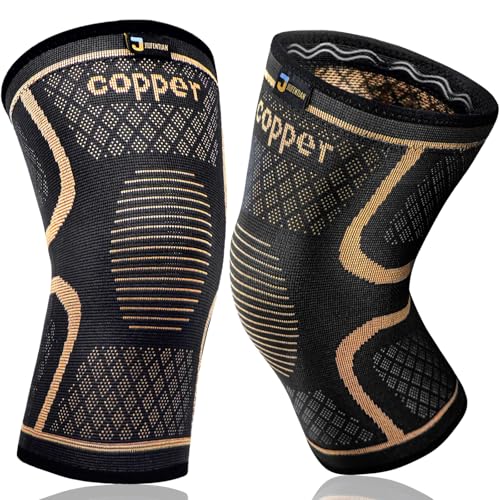 Version 1.0.0 Copper Knee Braces for Men and Women (2 pack) -Knee Supports Copper Compression Knee Sleeve for Knee Pain - Image 1