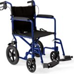 Medline Lightweight Foldable Transport Wheelchair with Handbrakes and 12-Inch Wheels