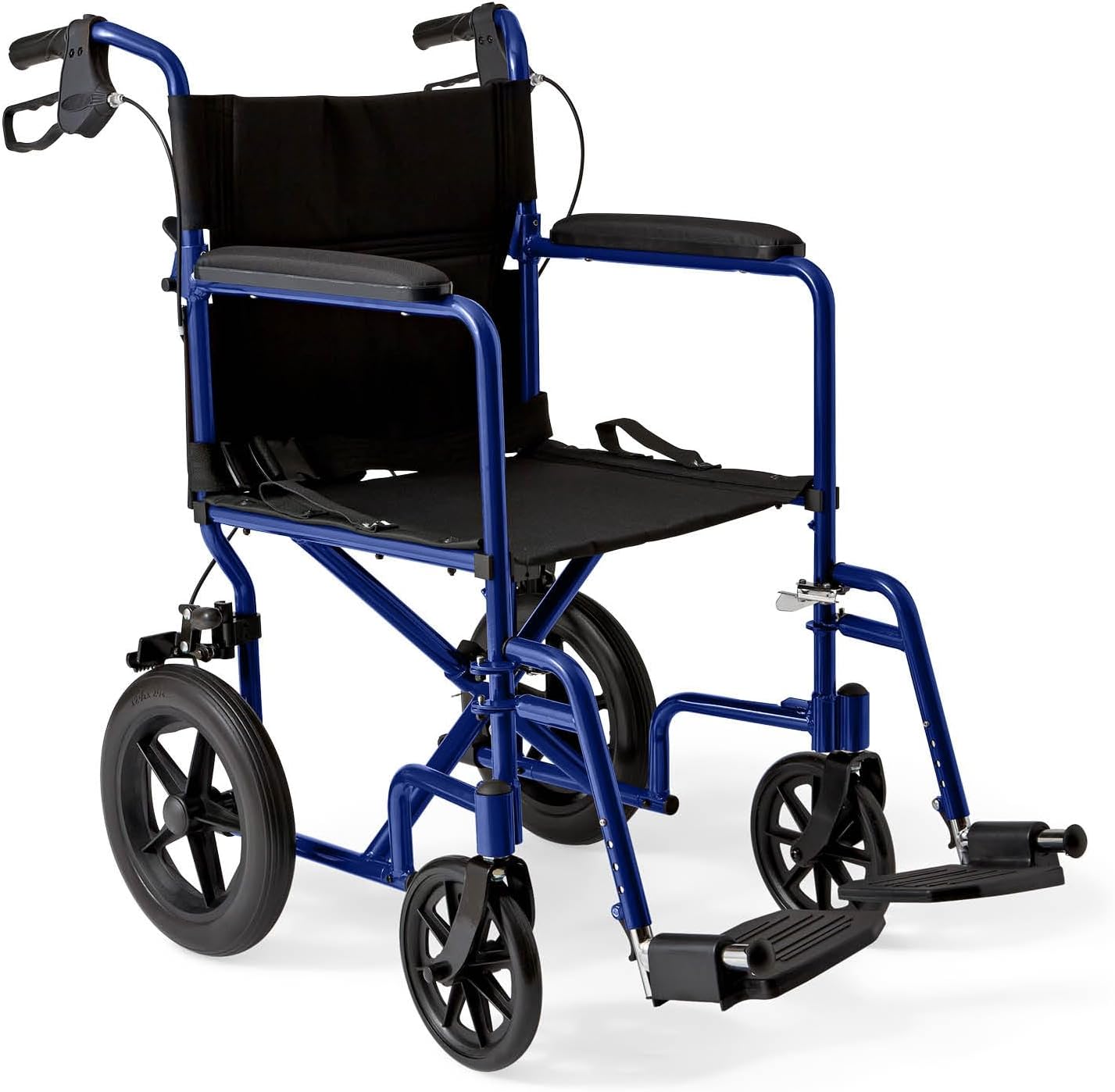 61TQVhQLkOL._AC_SL1500_ Medline Lightweight Foldable Transport Wheelchair with Handbrakes and 12-Inch Wheels - Image 1
