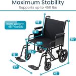 Vive Mobility Bariatric Transport Wheelchair for Adults - Supports 450lbs - Foldable