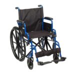 Drive Medical Blue Streak Lightweight Wheelchair - Portable Folding Mobility Aid - Swing-Away Footrests - Desk Arms - Du