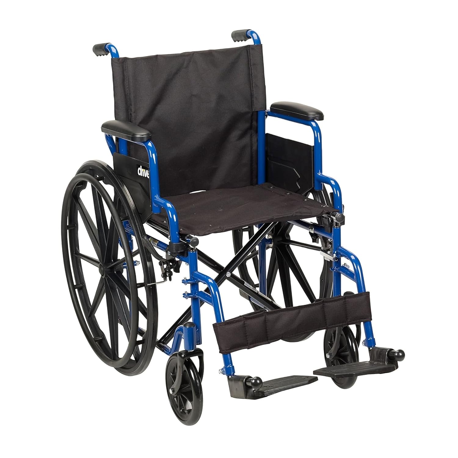 71LueMtv7GL._SL1500_ Drive Medical Blue Streak Lightweight Wheelchair - Portable Folding Mobility Aid - Swing-Away Footrests - Desk Arms - Du - Image 1