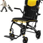 Transport Wheelchairs for Adults Lightweight Foldable Transport Chair with Telescopic Handle