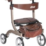 Drive Medical Nitro DLX Foldable Rollator Walker for Seniors & Adults - Hand Activated Brakes - Padded Seat - Storage Ba