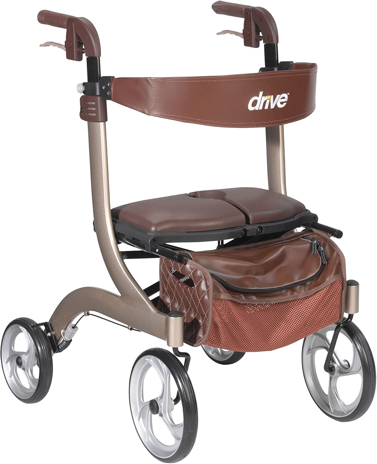 71jS0RzV-L._AC_SL1500_ Drive Medical Nitro DLX Foldable Rollator Walker for Seniors & Adults - Hand Activated Brakes - Padded Seat - Storage Ba - Image 1