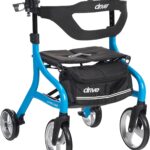 Drive Medical Nitro Sprint Foldable Rollator Walker with Seat - Lightweight Support - Large Wheels - Compact Folding Des