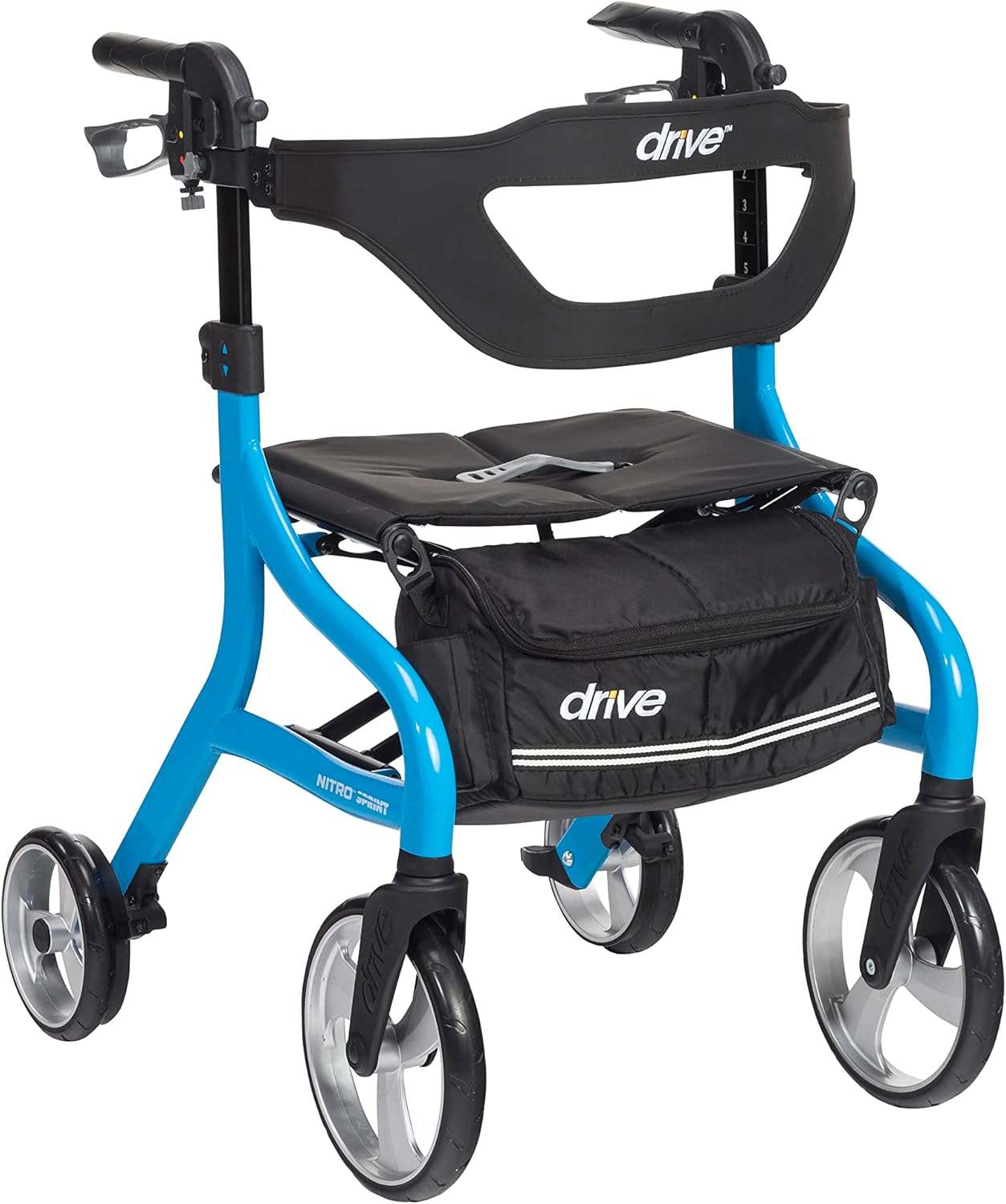 71nyA1BNp3L._AC_SL1500_-1 Drive Medical Nitro Sprint Foldable Rollator Walker with Seat - Lightweight Support - Large Wheels - Compact Folding Des - Image 1