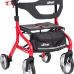 Drive Medical Nitro Sprint Foldable Rollator Walker with Seat - Lightweight Support - Large Wheels - Compact Folding Des