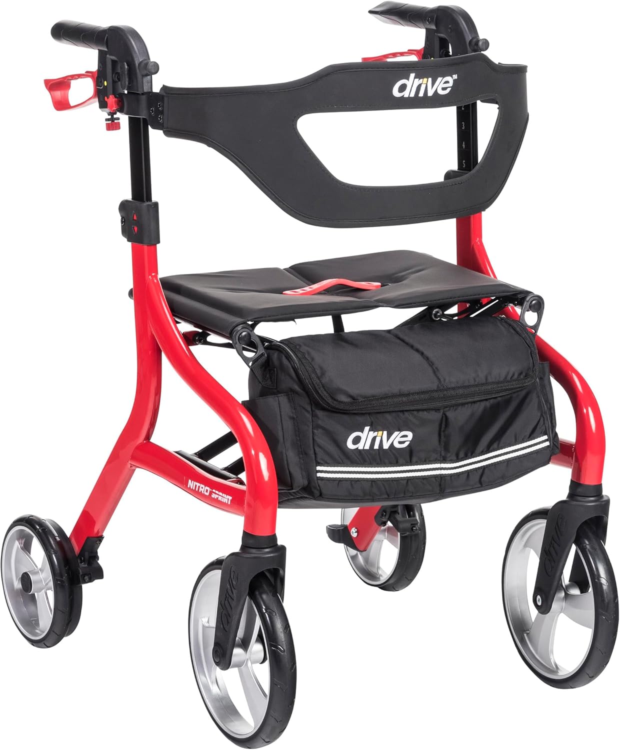 71wk0axeifL._AC_SL1500_ Drive Medical Nitro Sprint Foldable Rollator Walker with Seat - Lightweight Support - Large Wheels - Compact Folding Des - Image 1