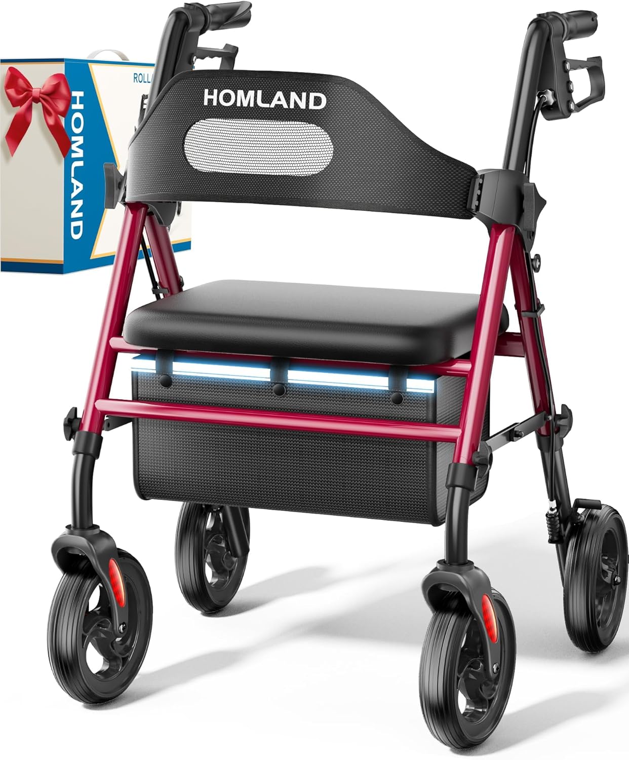 815N6mQMXL._AC_SL1500_ HOMLAND Foldable Rollator Walkers with Seat for Seniors - Image 1