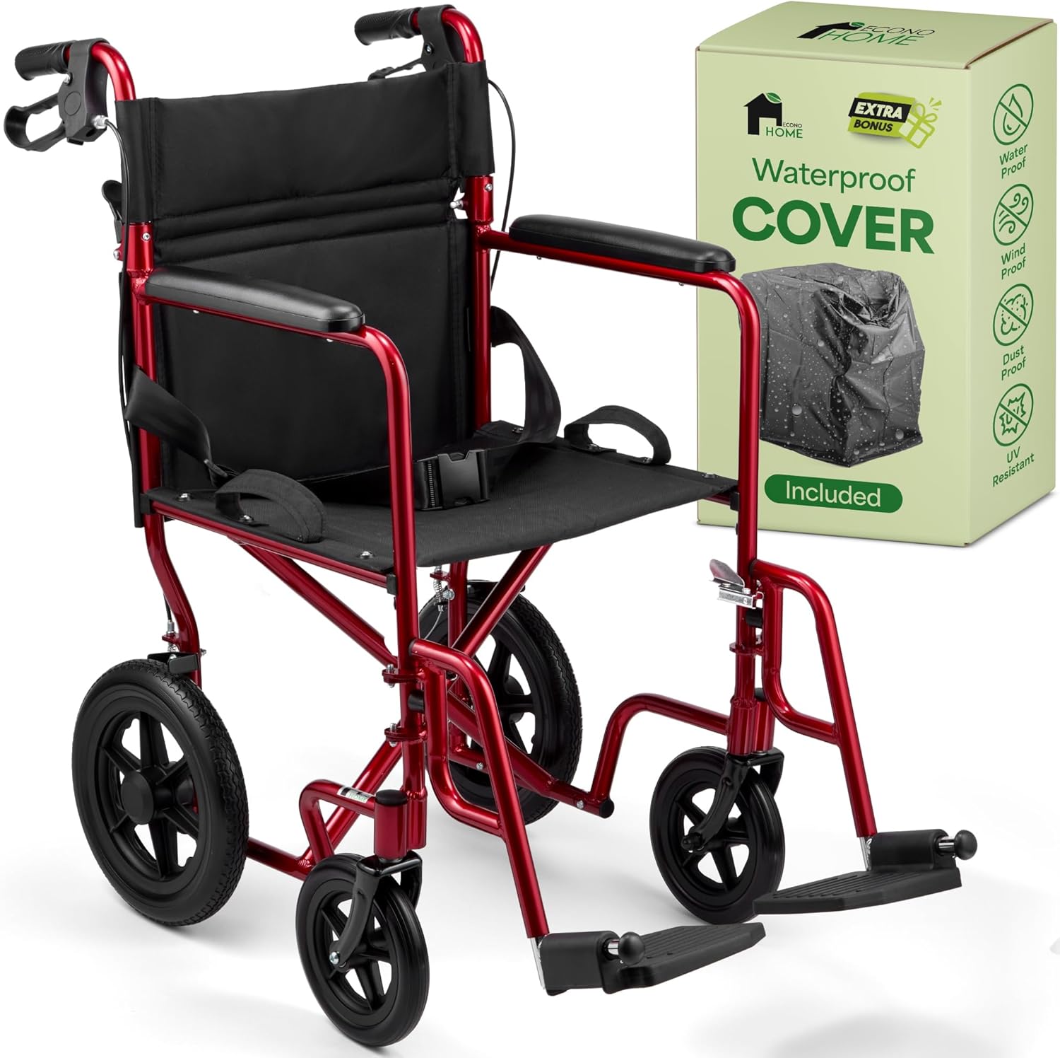 81rdgqAWmBL._AC_SL1500_ EconoHome Light Weight Wheelchair - Expedition Folding Transport Wheelchairs for Adults with Hand Brakes - Portable Ultr - Image 1